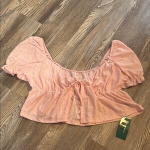 Pink Eyelet Puff Sleeve Top